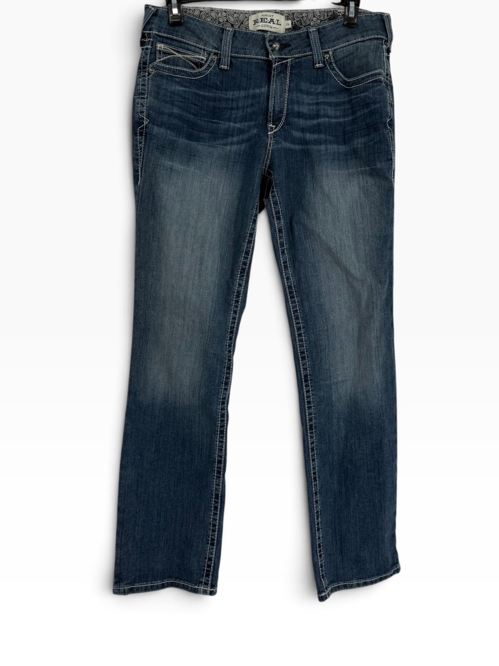 Ariat Real Denim Jeans Womens 32 Blue Rainstorm Straight Mid Rise 5-pocket